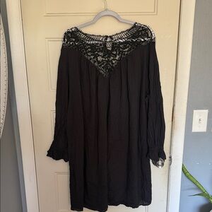 Eloquii Black Lace Detail Mini Dress